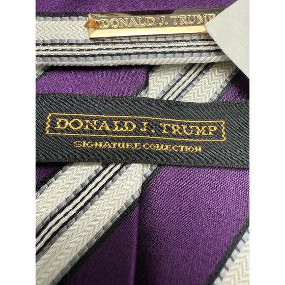Donald J Trump Signature Men‘s Tie Purple Striped 60” - Picture 4 of 6